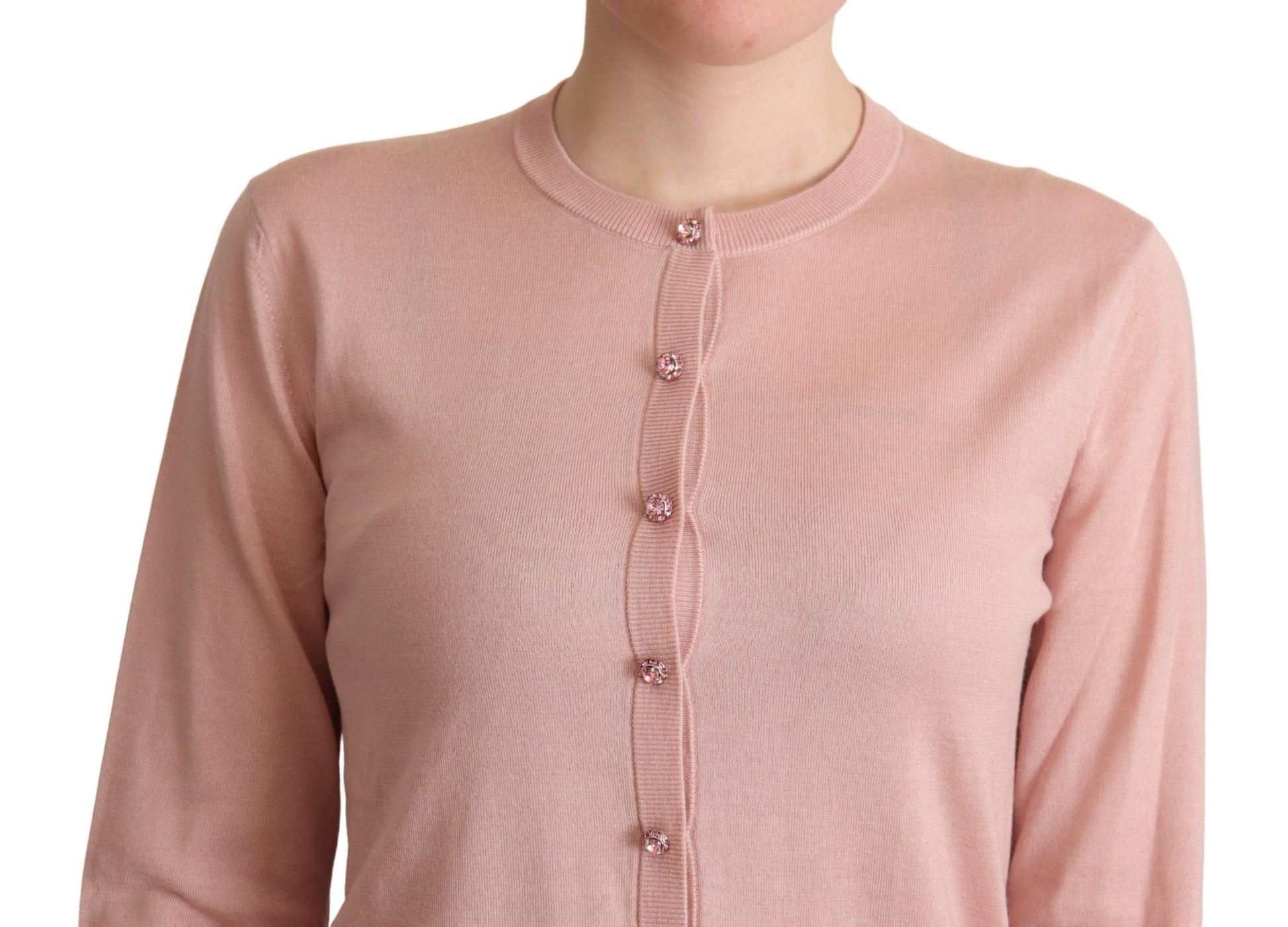 Elegant Pink Cashmere Silk Cardigan