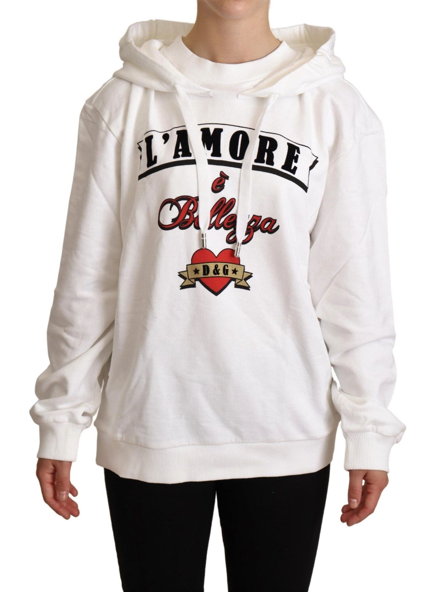 White L'Amore Motive Hooded Sweater