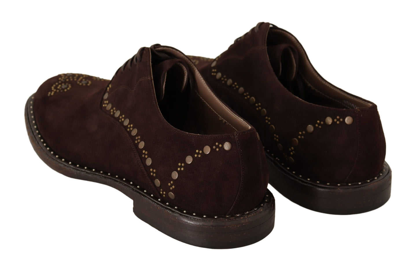 Elegant Brown Suede Studded Derby Shoes