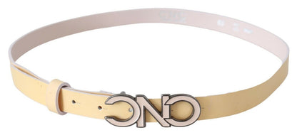 Chic Beige Logo Leather Belt