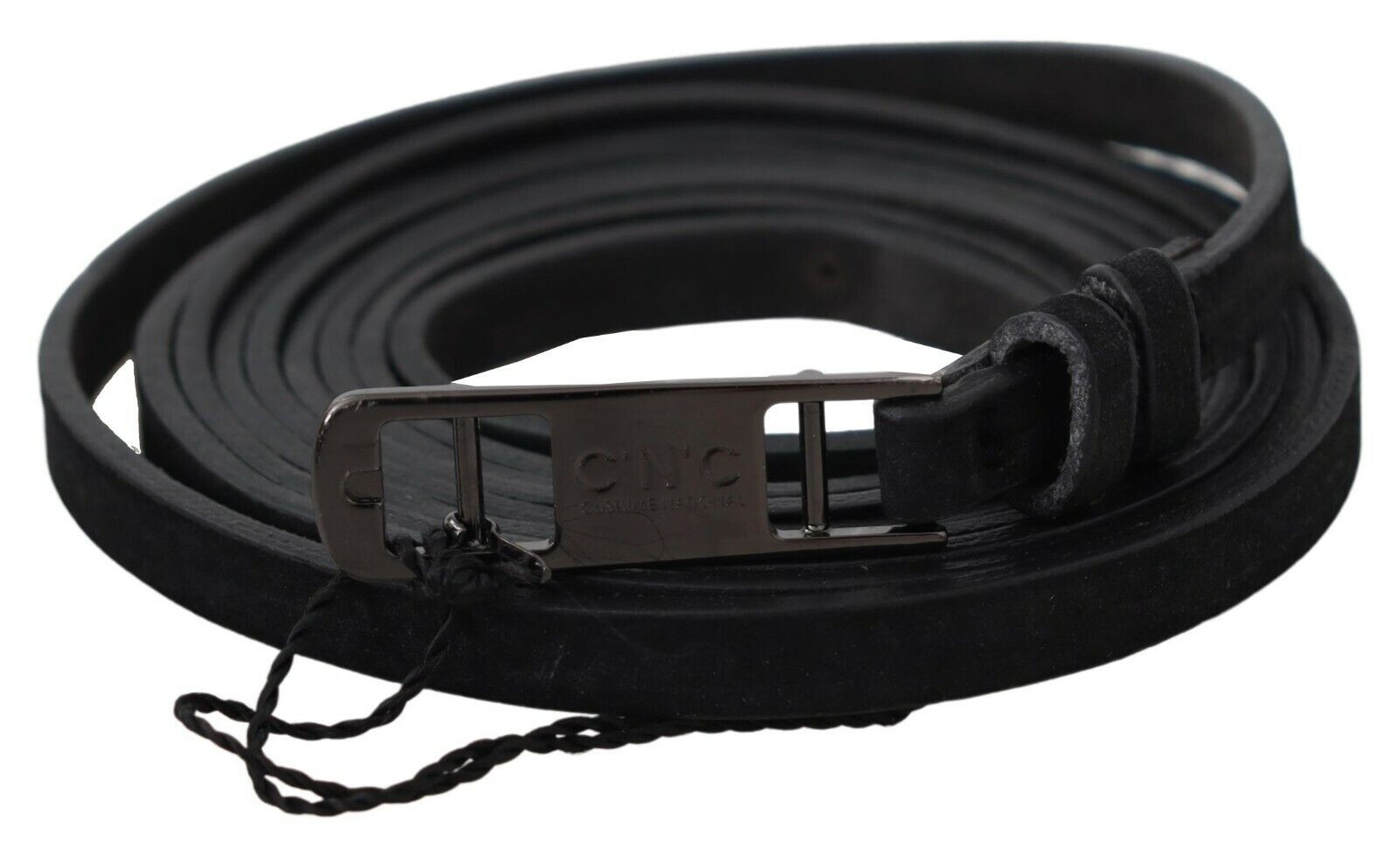 Elegant Black Leather Adjustable Belt