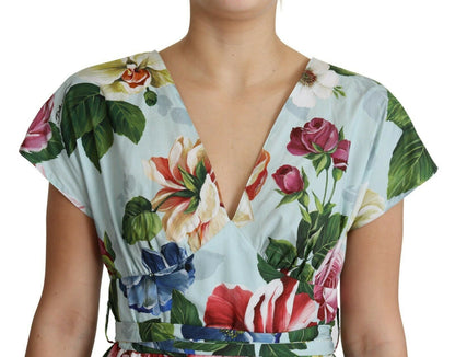 Floral Elegance V-Neck Cotton Dress