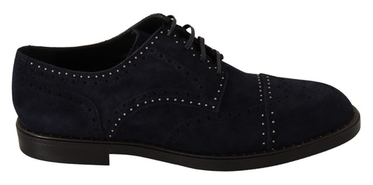 Elegant Suede Derby Shoes with Silver Studs