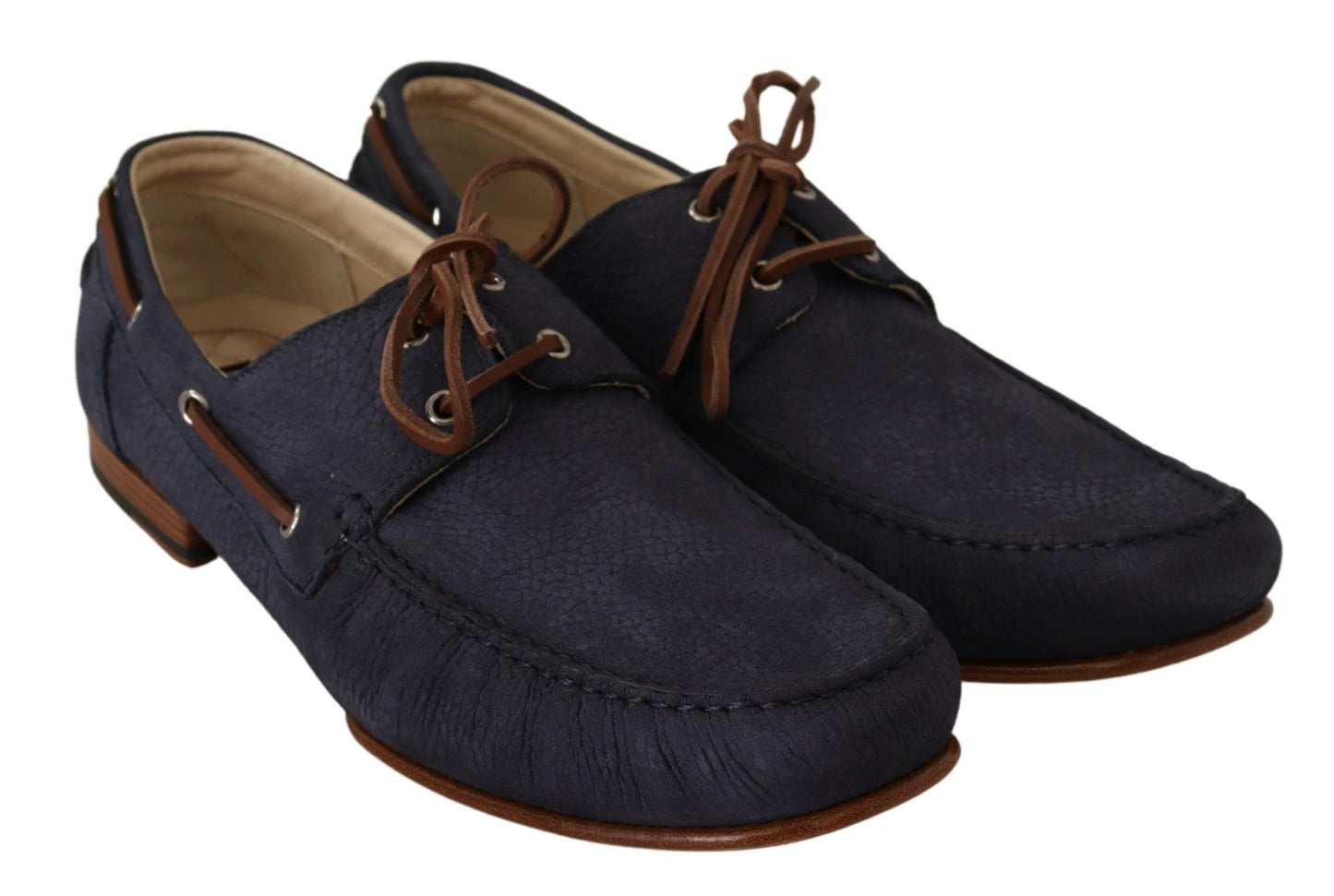 Elegant Blue & Brown Leather Boat Shoes