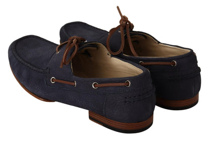 Elegant Blue & Brown Leather Boat Shoes