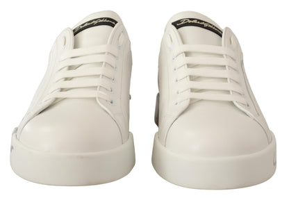 Elegant White Leather Casual Sneakers