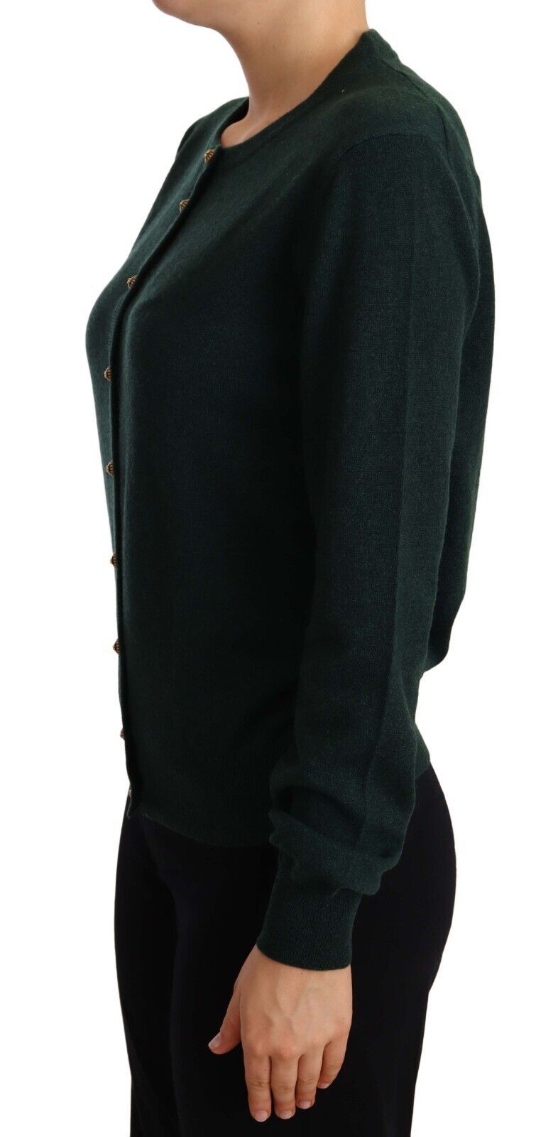 Elegant Cashmere Green Cardigan