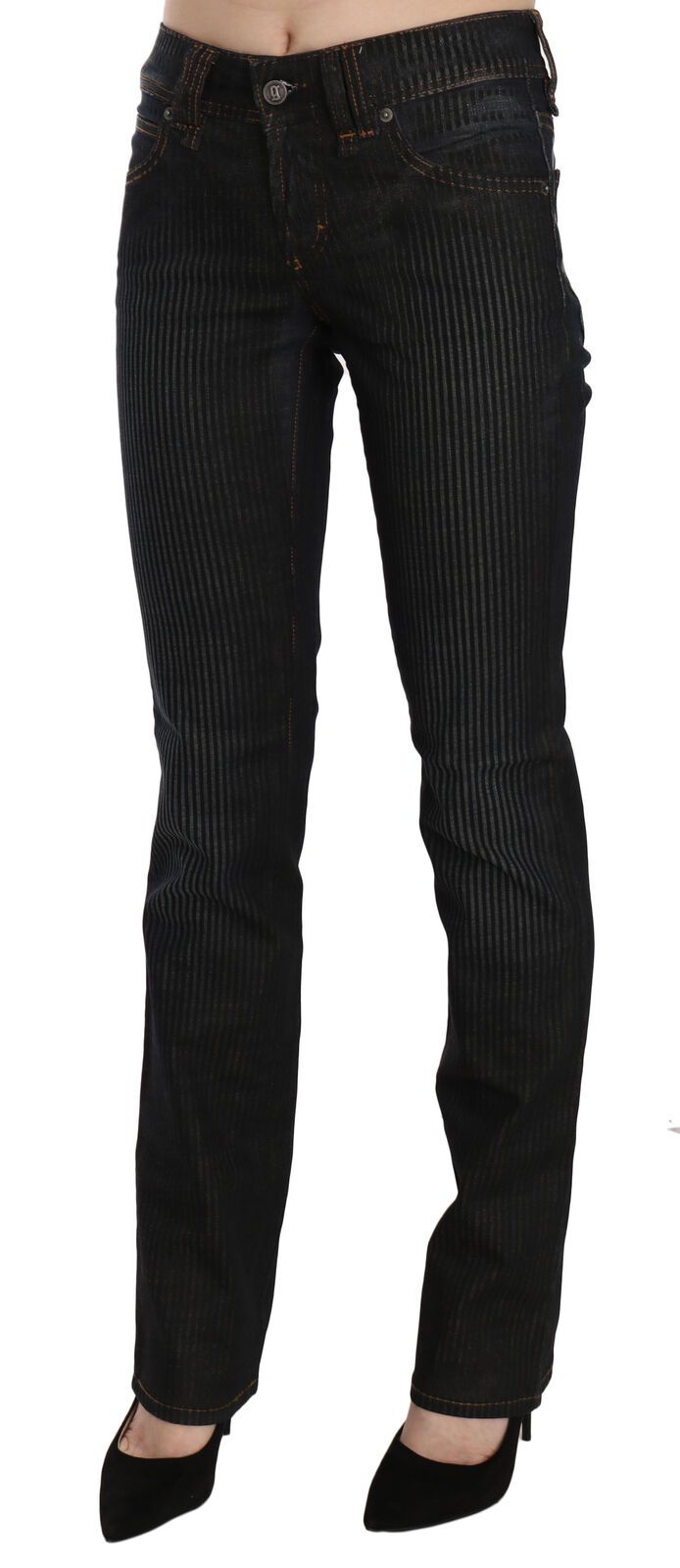 Elegant Black Slim Fit Corduroy Jeans