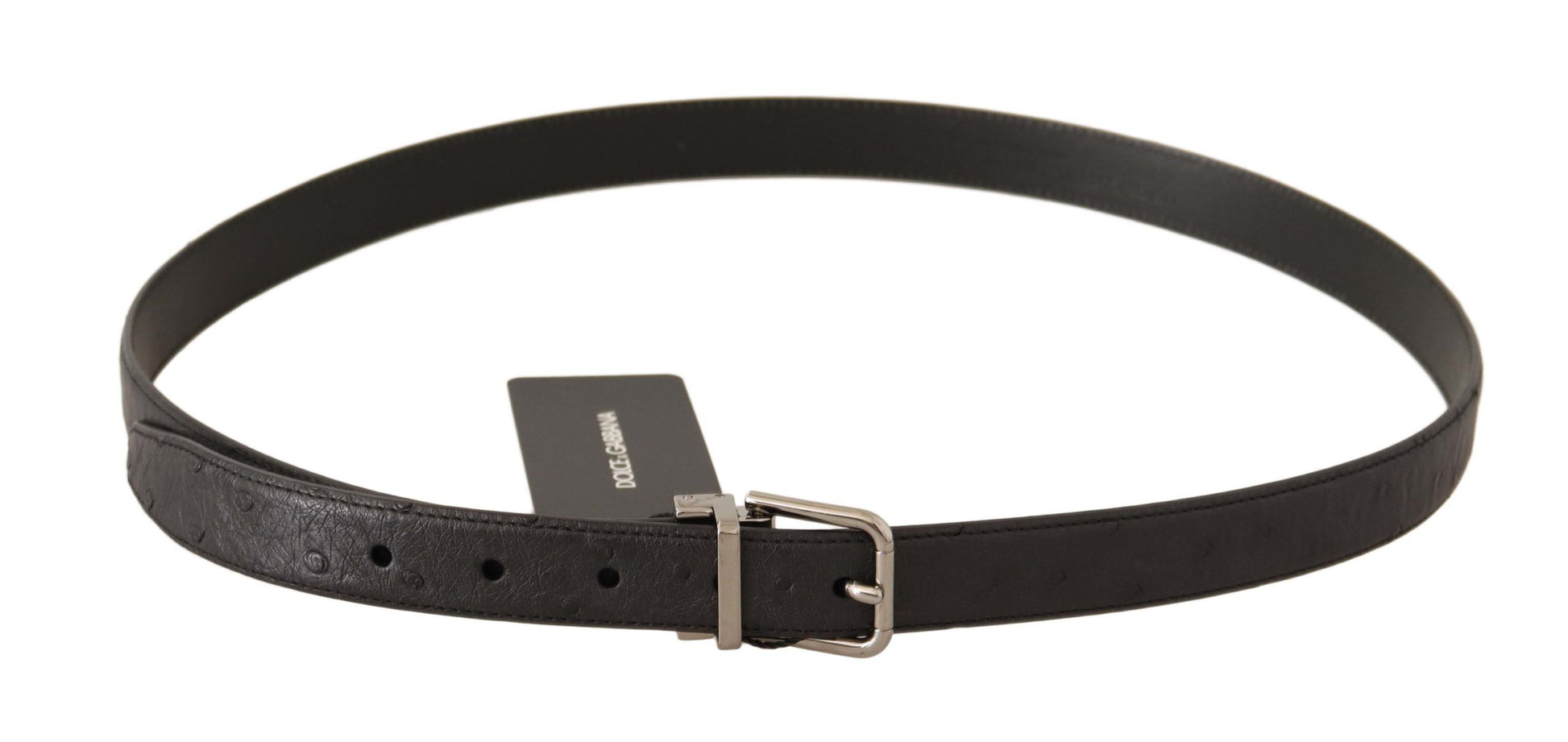 Elegant Black Leather Belt with Silver Buckle