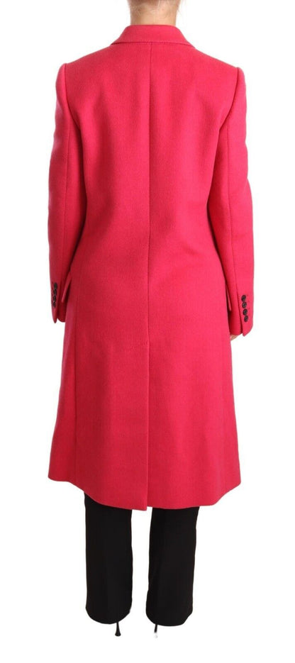 Elegant Pink Wool-Cashmere Coat