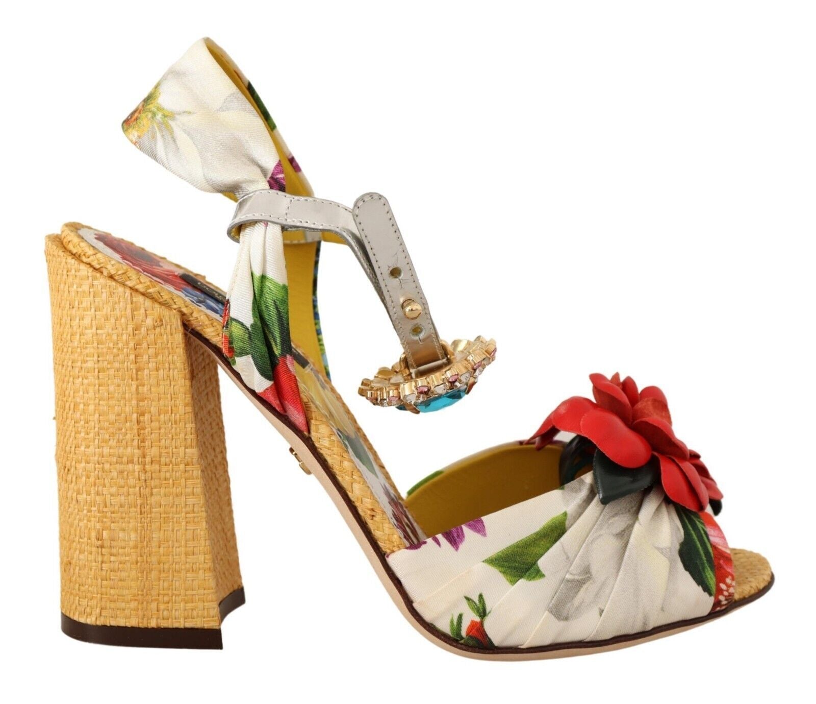 Multicolor Crystal Embellished Heel Sandals