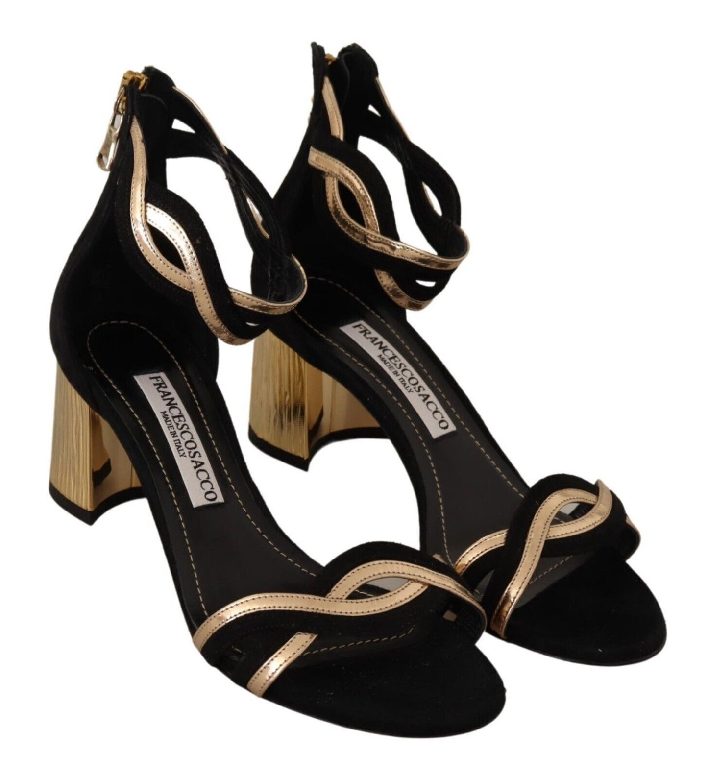 Elegant Suede Leather Heeled Sandals