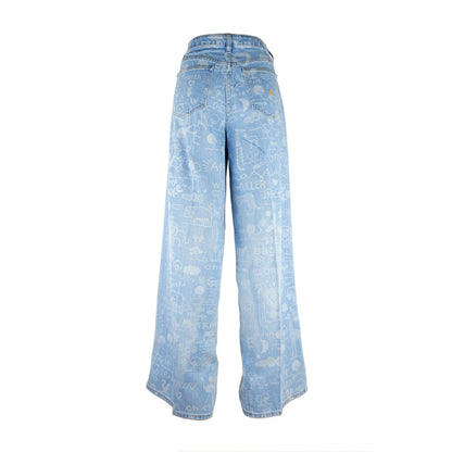 Chic Wide Leg Printed Jeans