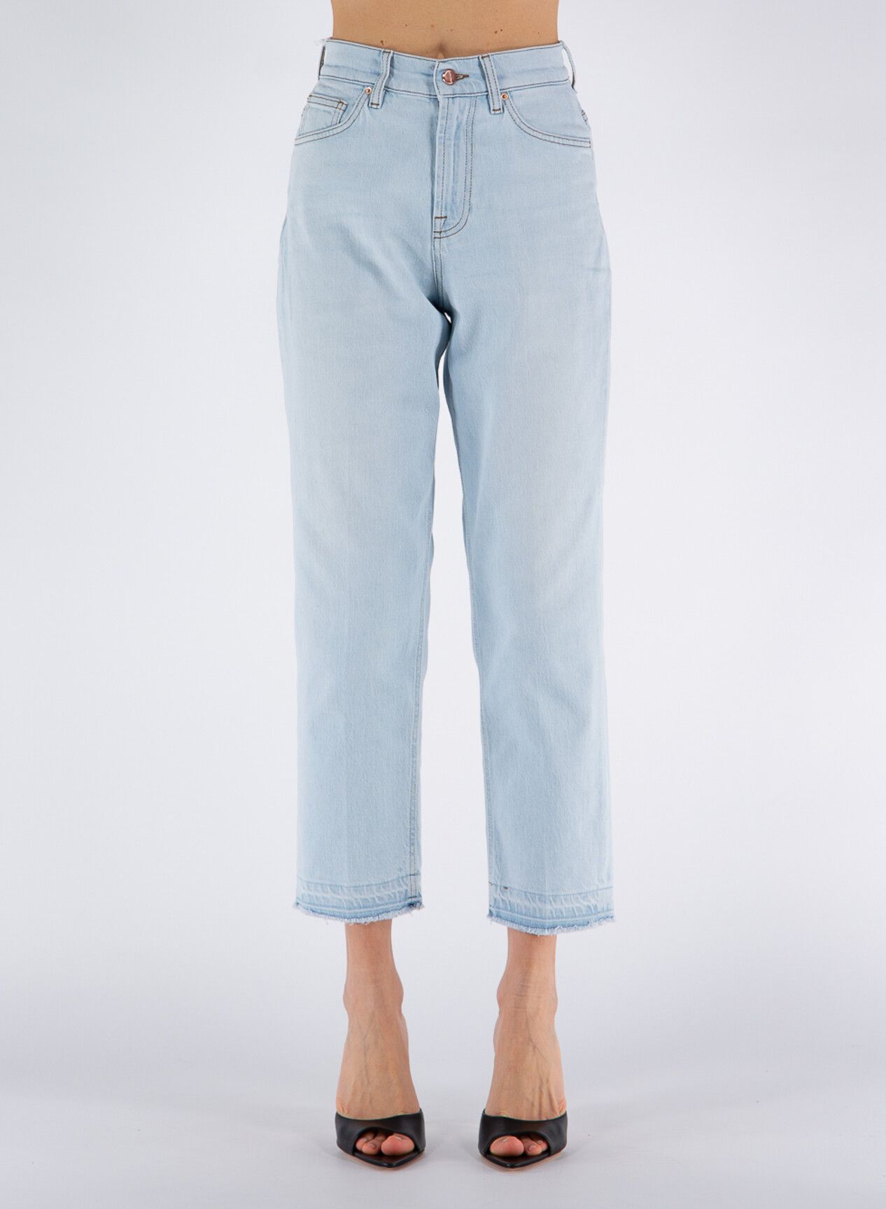 Light Blue Cotton Women's High-Waisted Jean