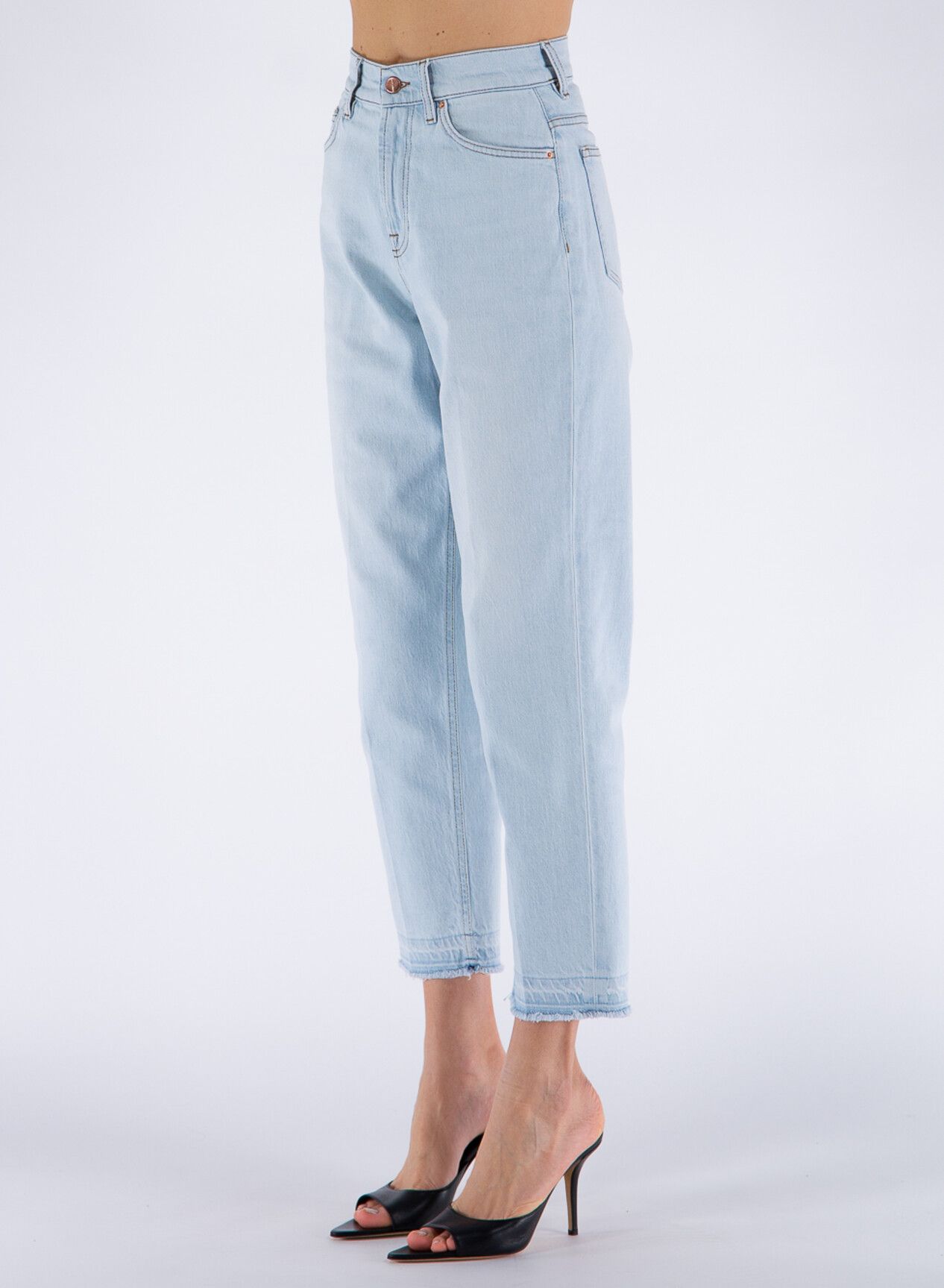 Light Blue Cotton Women's High-Waisted Jean