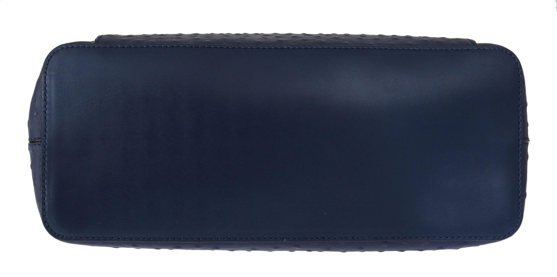 Elegant Ostrich Leather Handbag in Blue