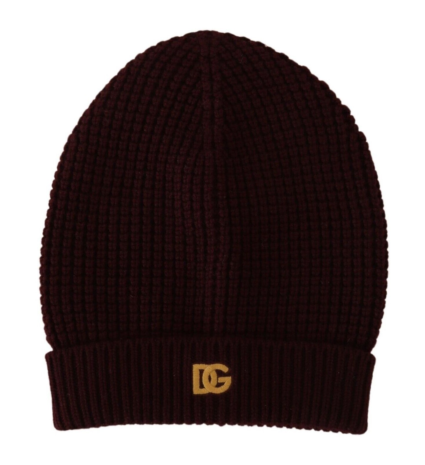 Elegant Cashmere Knit Beanie in Dark Red