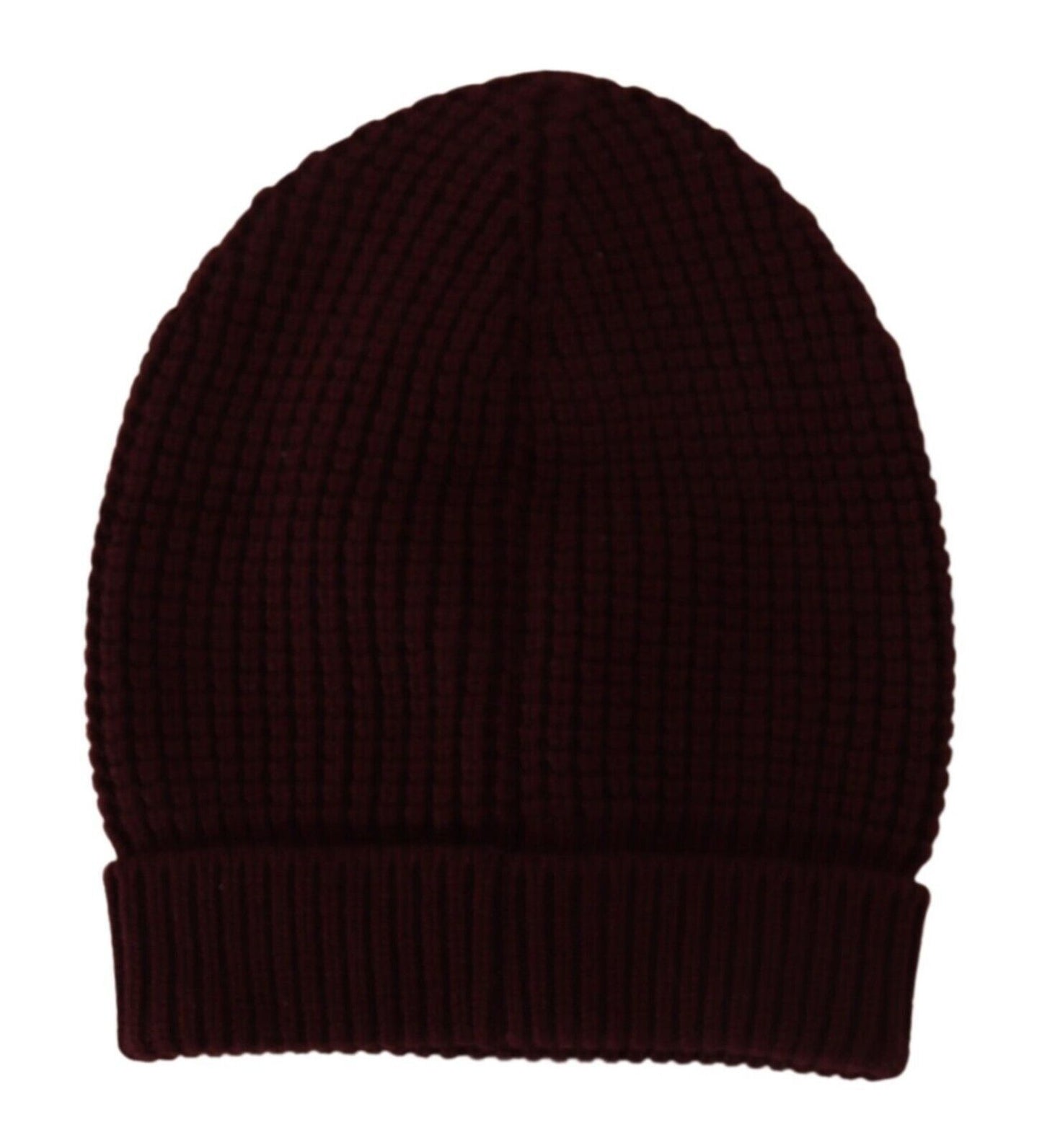 Elegant Cashmere Knit Beanie in Dark Red