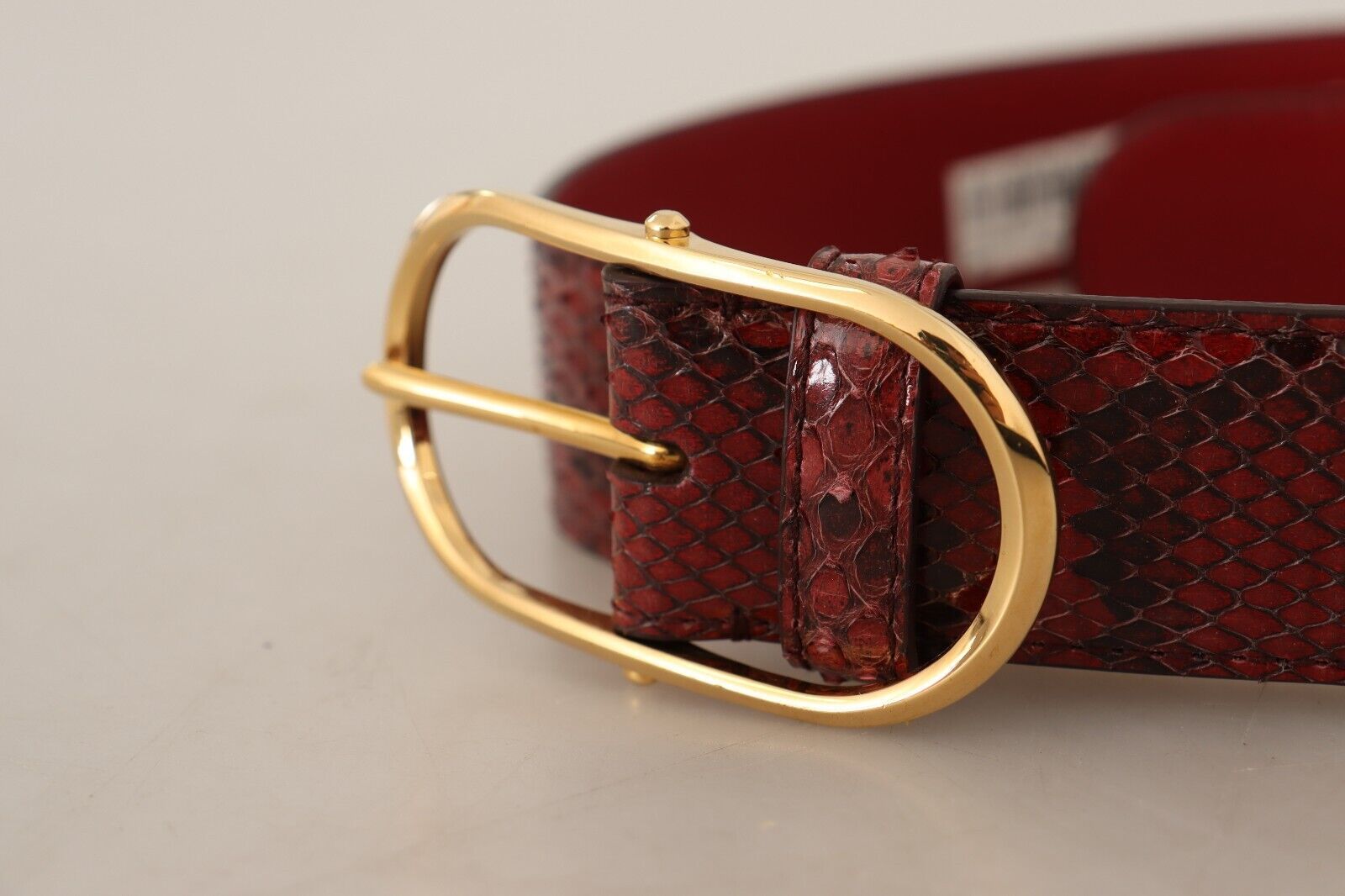 Elegant Red Snakeskin Leather Belt