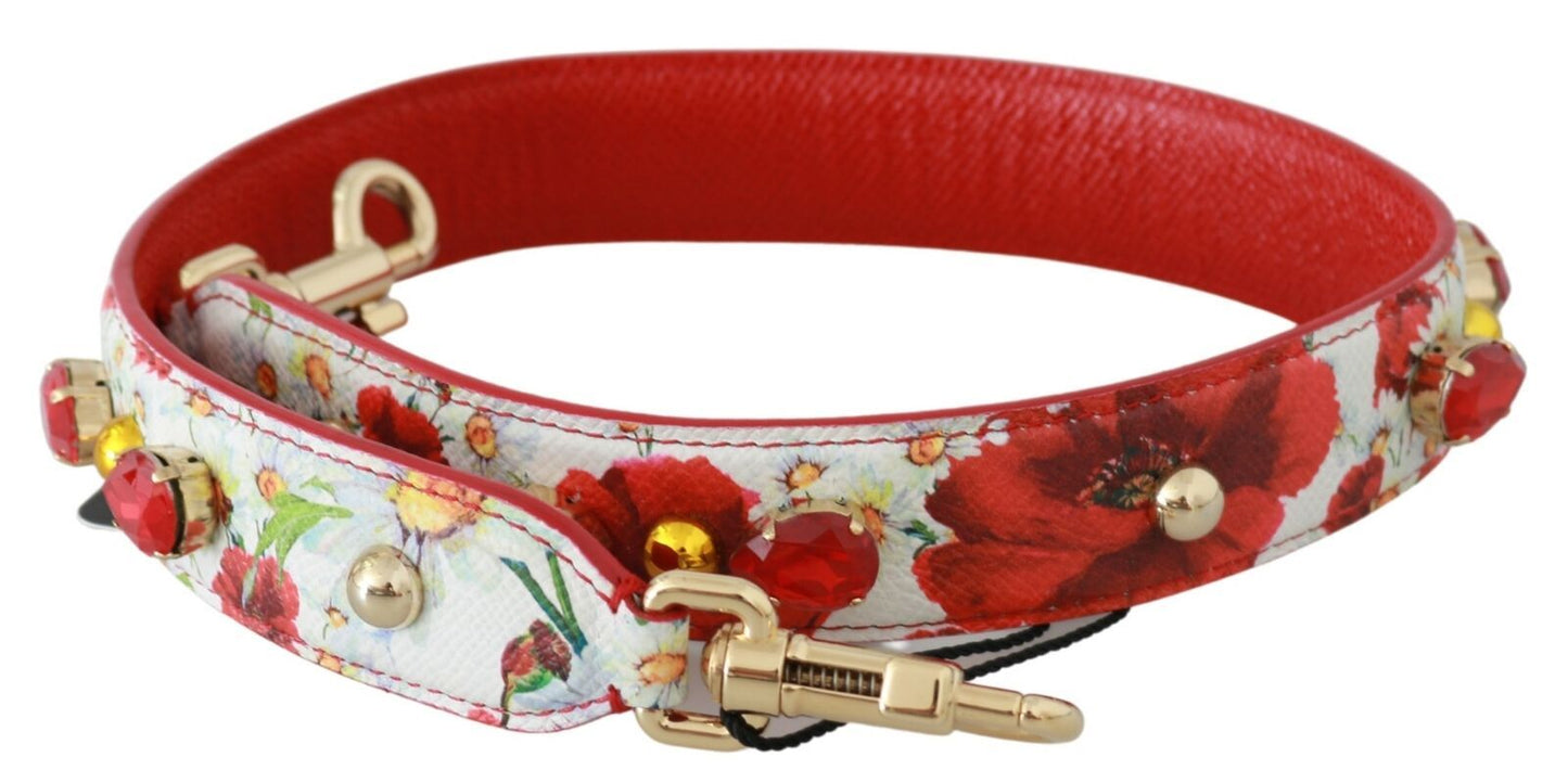 Floral Embellished Calfskin Shoulder Strap