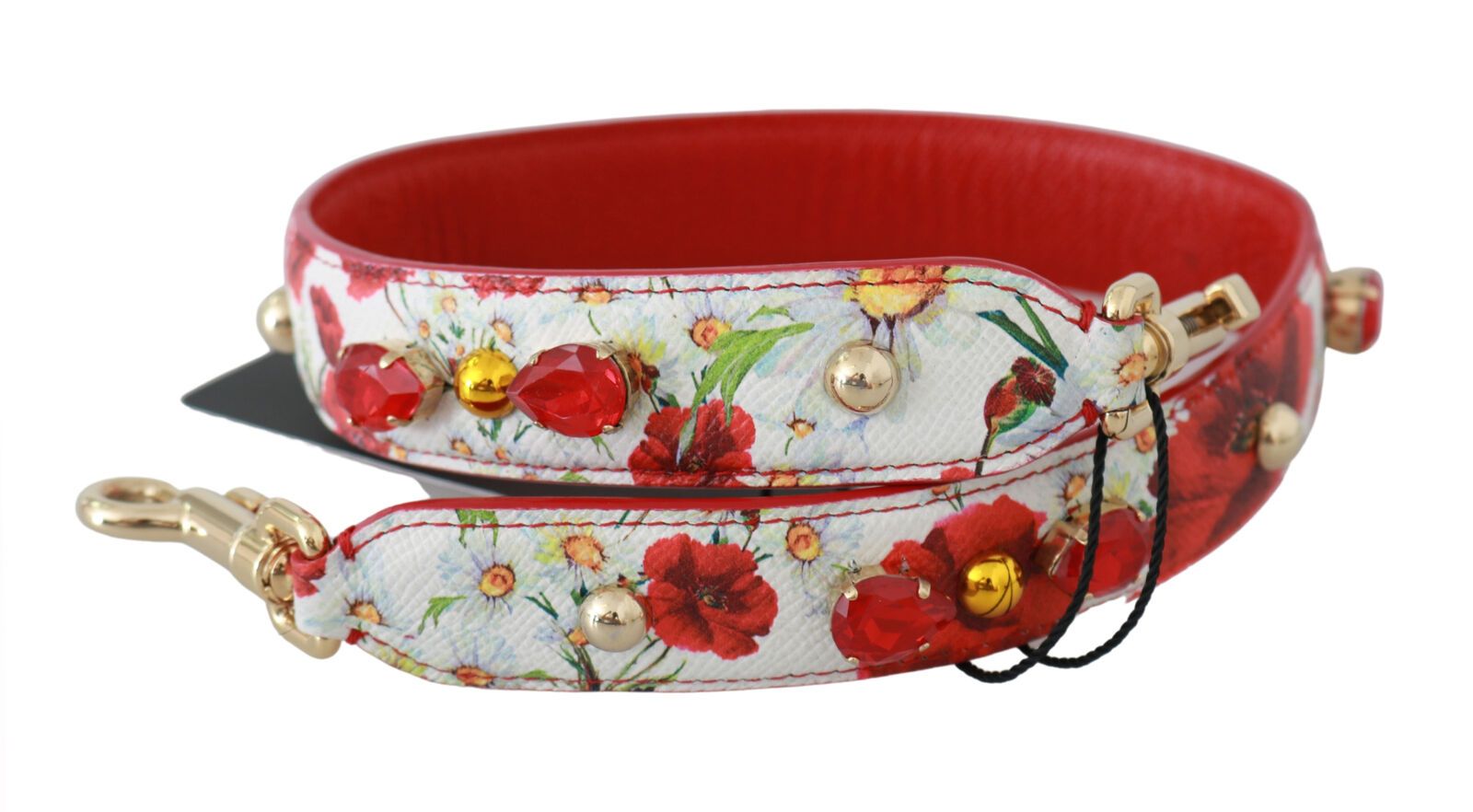 Floral Embellished Calfskin Shoulder Strap