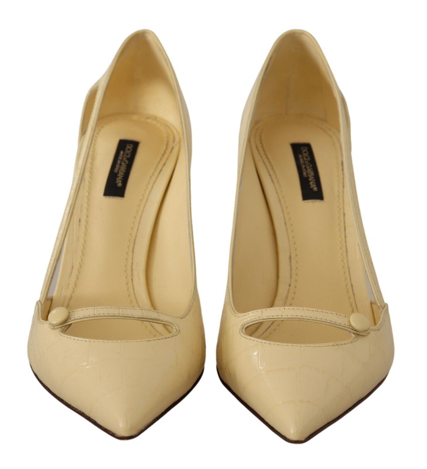 Chic Pointed Toe Leather Pumps in Sunshine Yellow