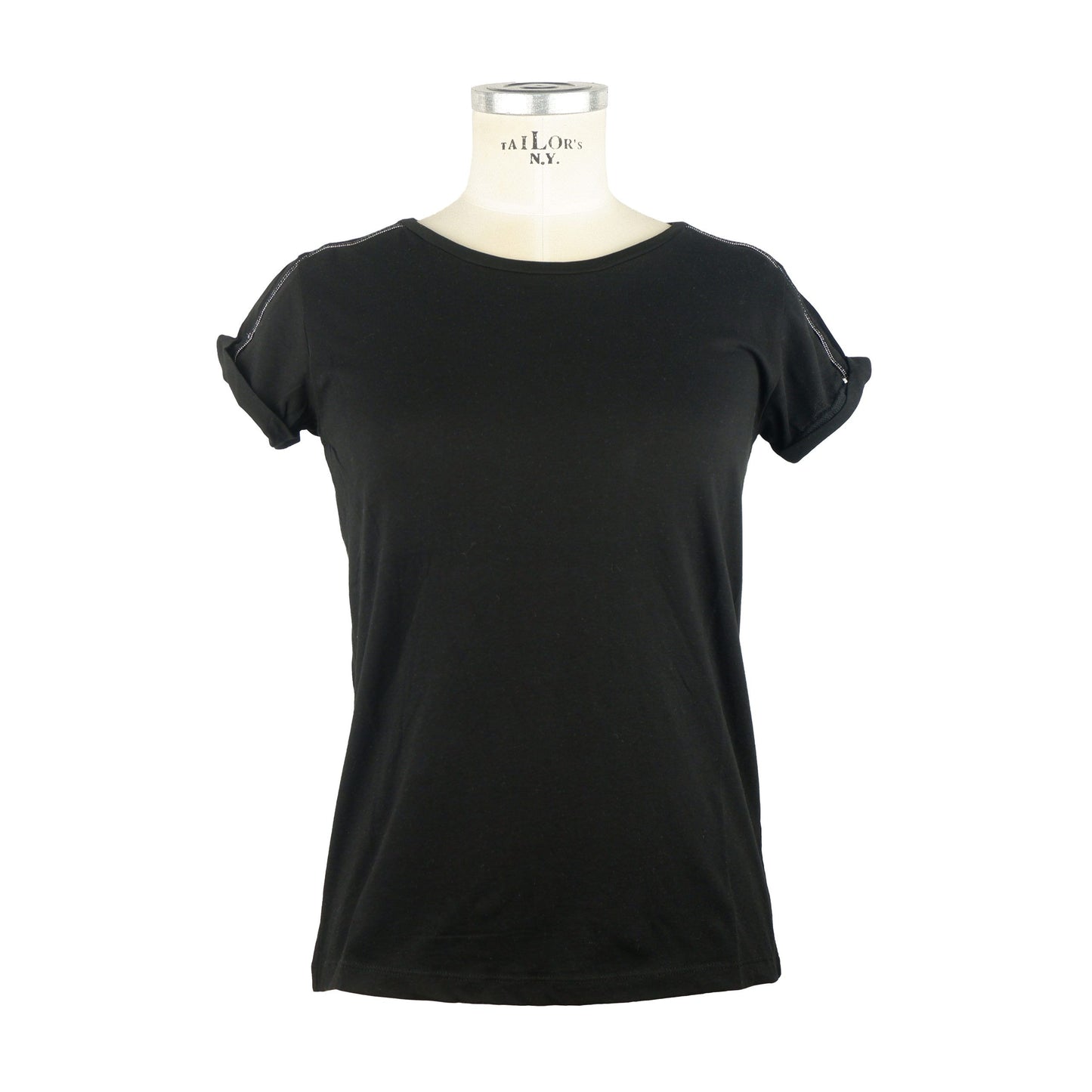 Black Cotton Women T-Shirt