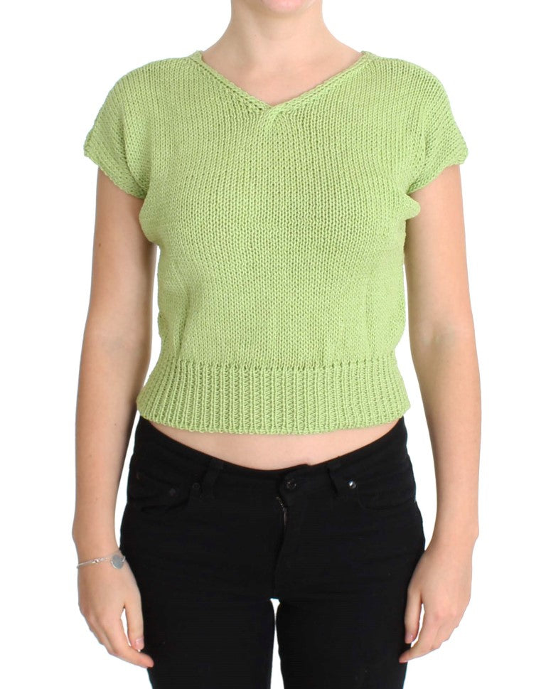 Elegant Green Knitted Sleeveless Vest Sweater