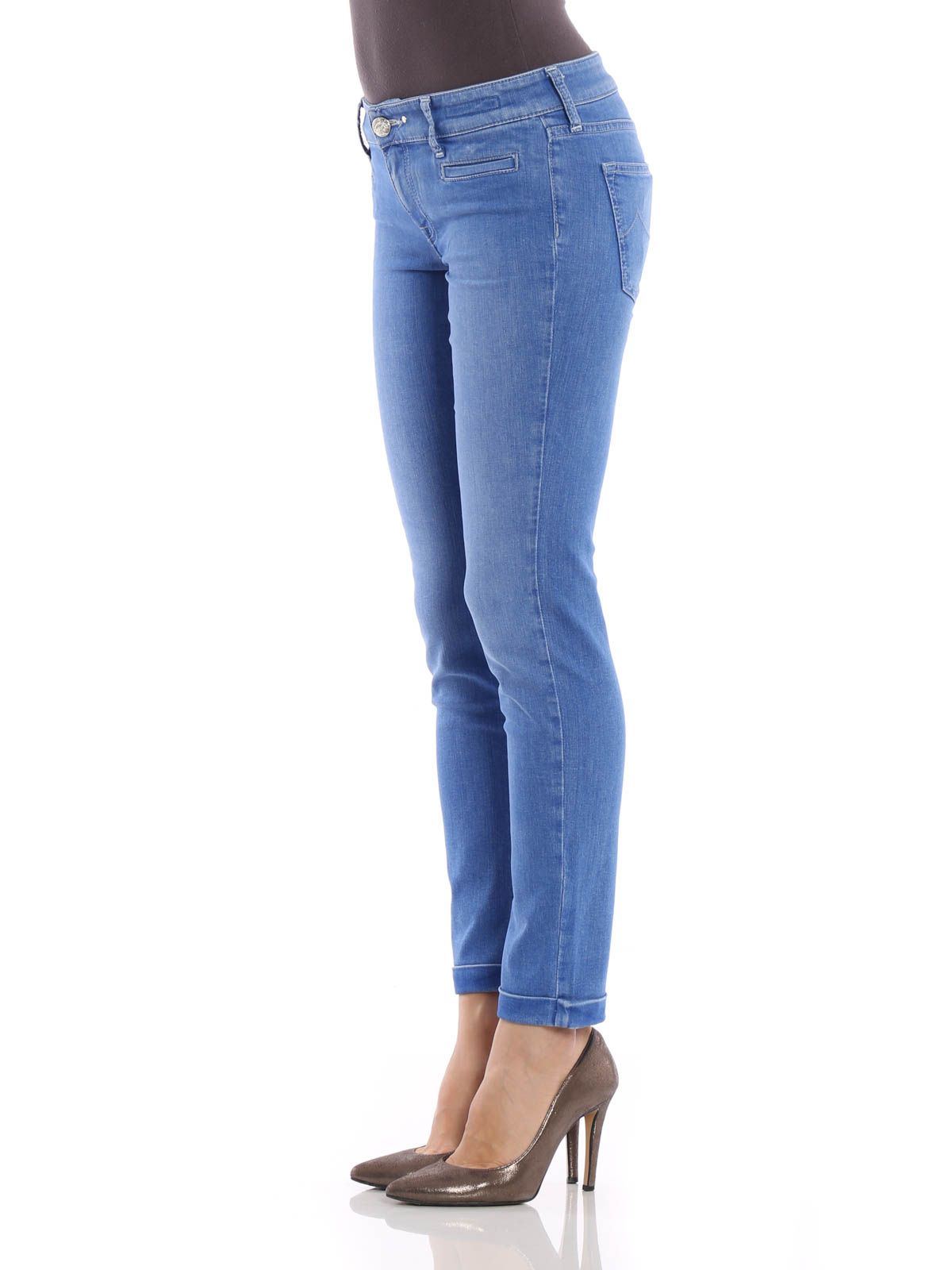 Elegant Light Blue Stretch Denim