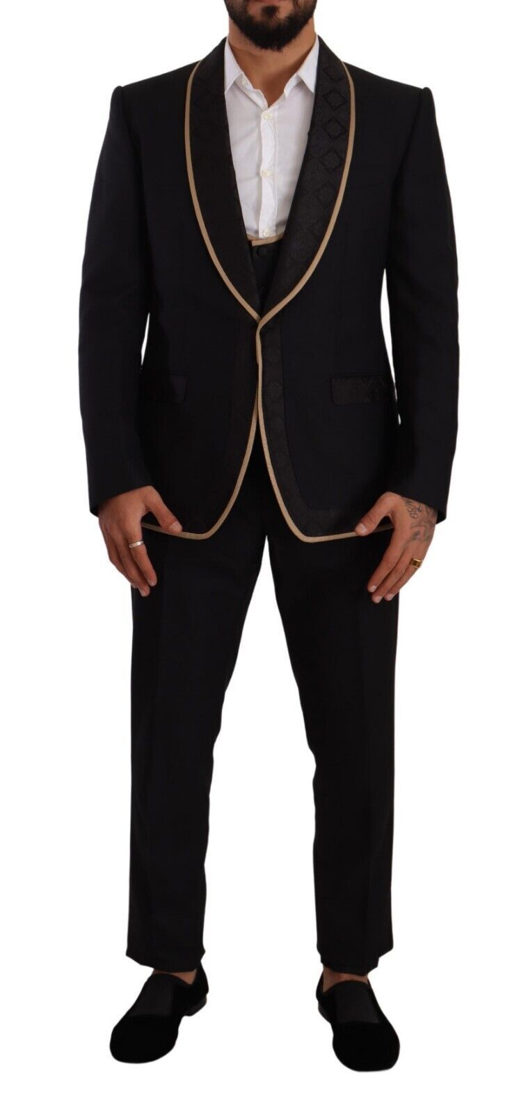 Elegant Black Silk Blend 3-Piece Suit