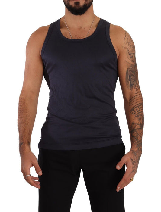 Navy Blue Modal Silk Tank Top Tee