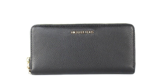 Jet Set Travel Large Black Pebble Leather Continental Wrist Wallet