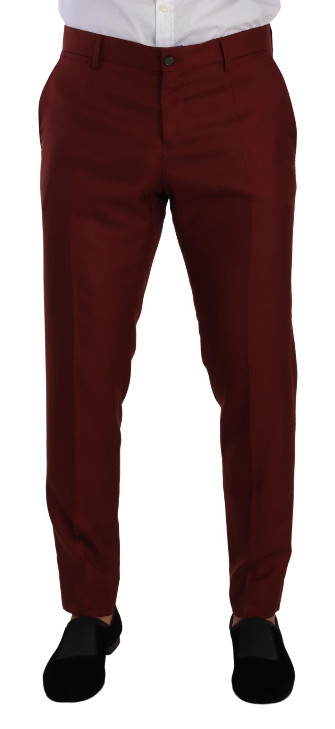 Elegant Cashmere-Silk Red Dress Pants