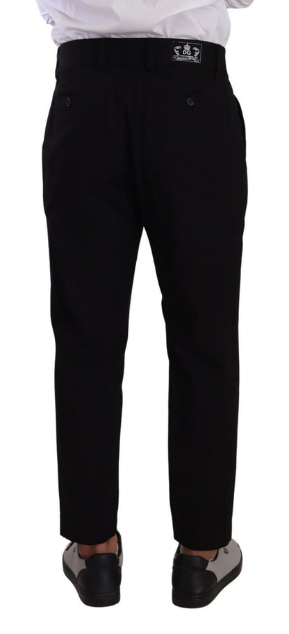 Elegant Tapered Black Cotton Chinos