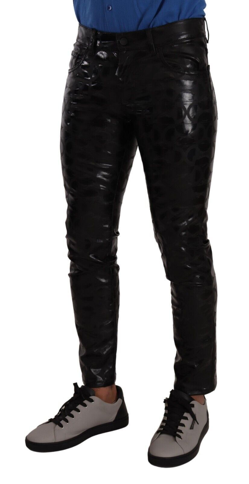 Elegant Black Logo Skinny Pants