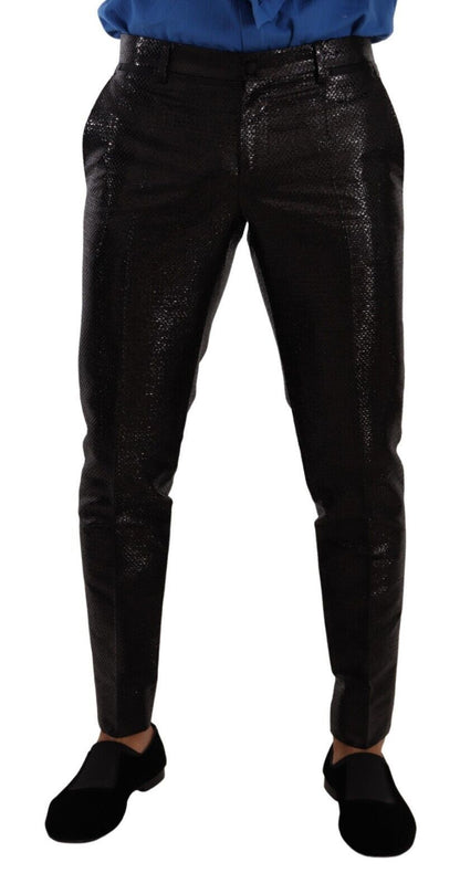 Metallic Black Slim Fit Dress Pants