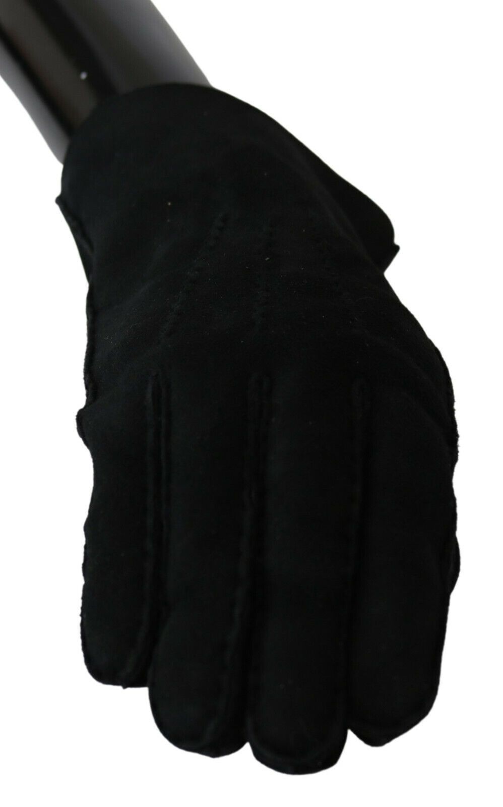 Elegant Black Leather Biker Gloves