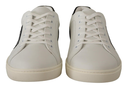 Elegant White Leather Low Top Sneakers