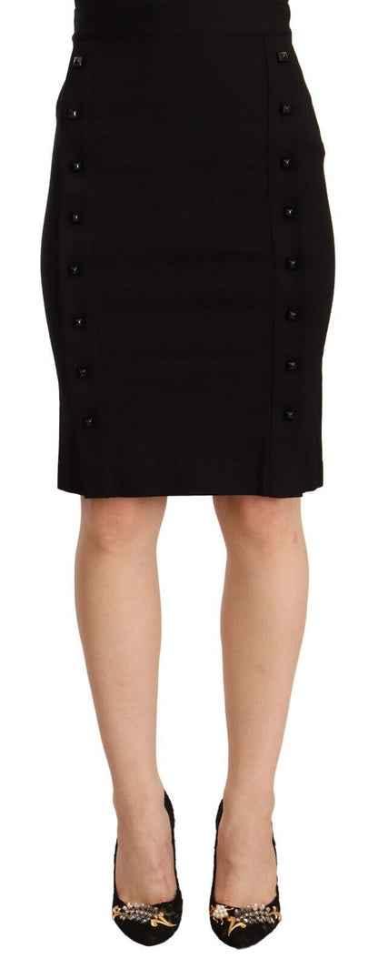 Chic High-Waisted Pencil Skirt in Black