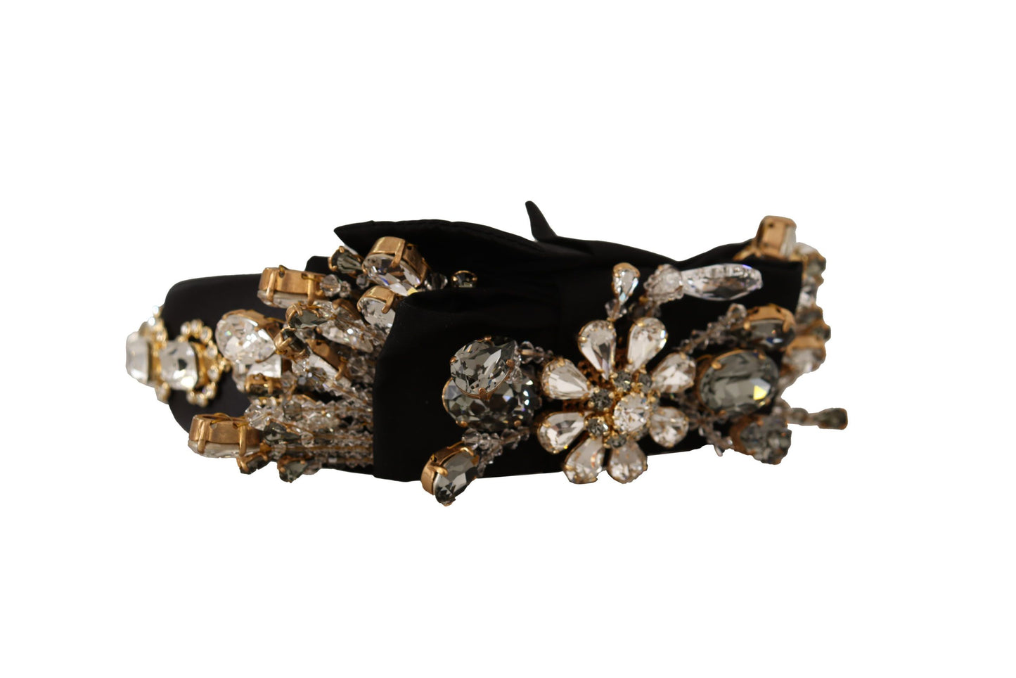 Elegant Crystal Embellished Silk Diadem