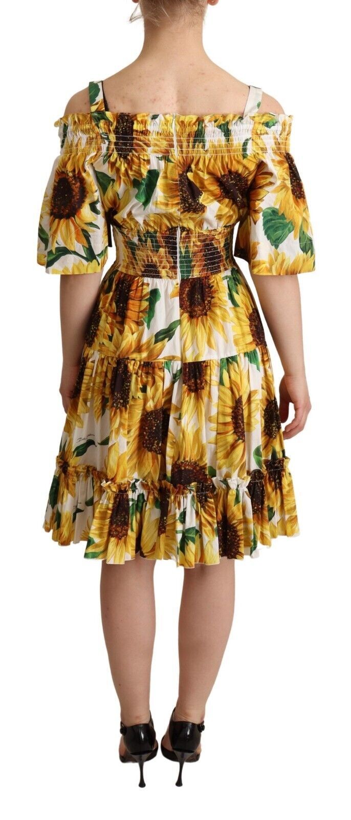 Elegant Sunflower Open Shoulder Dress