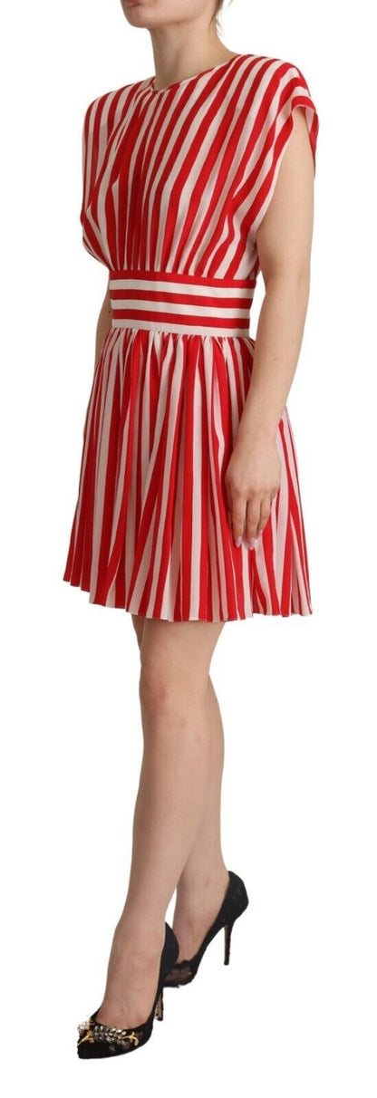 Elegant Striped Silk A-Line Mini Dress