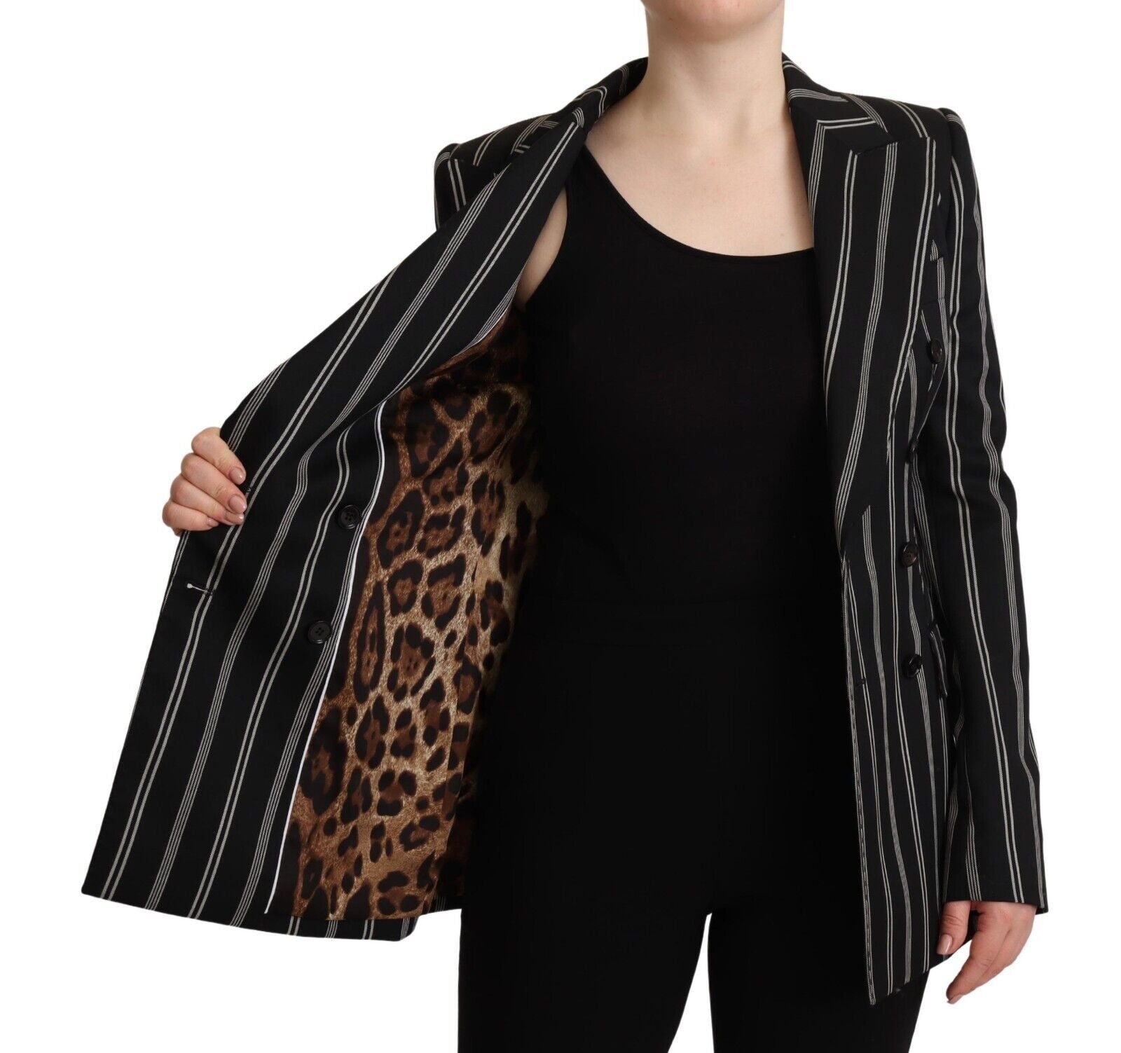 Elegant Striped Wool Stretch Jacket