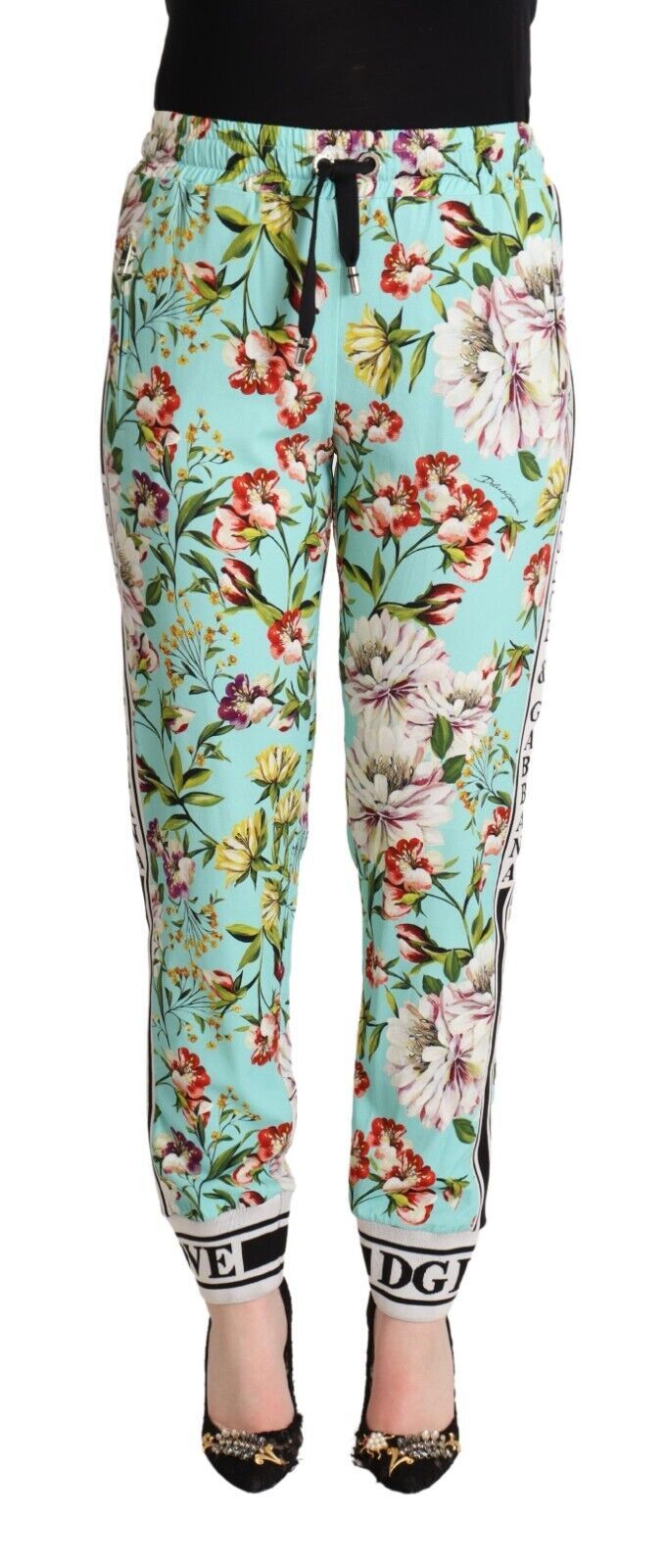 Floral Viscose Jogger Pants in Green