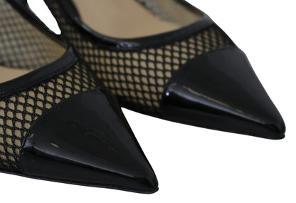 Elegant Black Mesh Pointed Toe Pumps