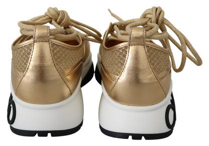 Golden Glamour Mesh Leather Sneakers