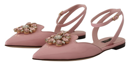 Champagne Pink Crystal Slingback Flats