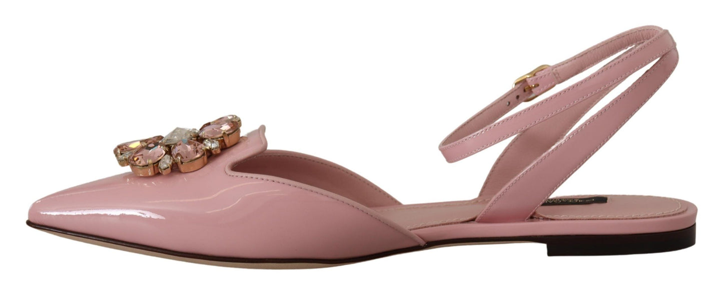 Champagne Pink Crystal Slingback Flats