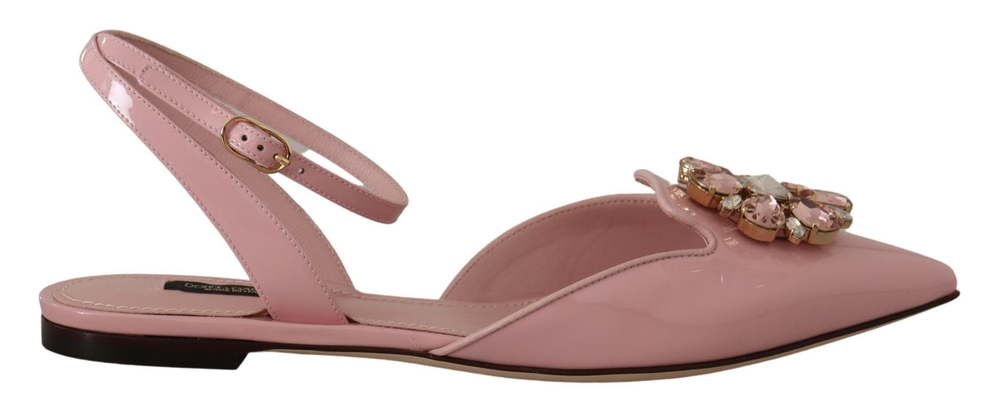 Champagne Pink Crystal Slingback Flats