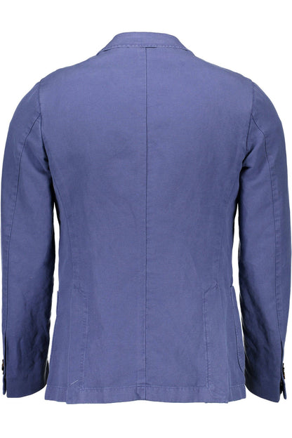 Blue Cotton Men Jacket